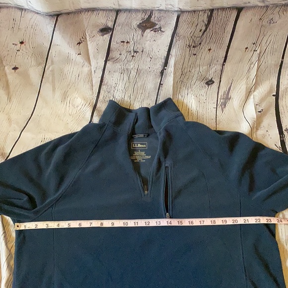 L.L. Bean Fleece  1/4 zip pullover sweater sweatshirt navy blue zipper pocket L - Picture 7 of 9